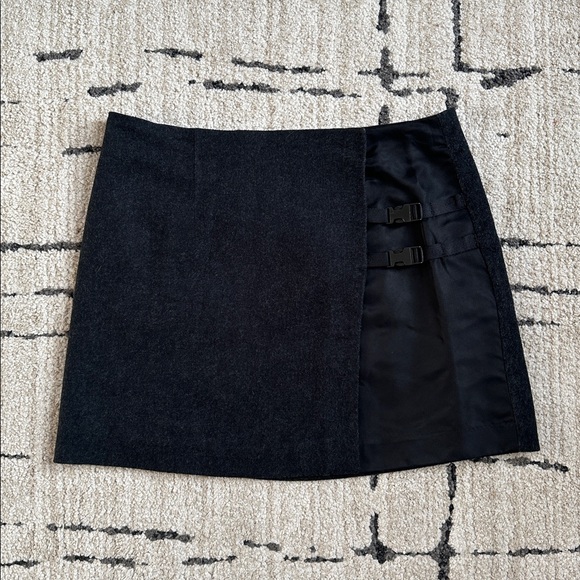 Express Dresses & Skirts - Vintage Express Gray and Black Mini Wrap Skirt with Buckles, Size 7/8